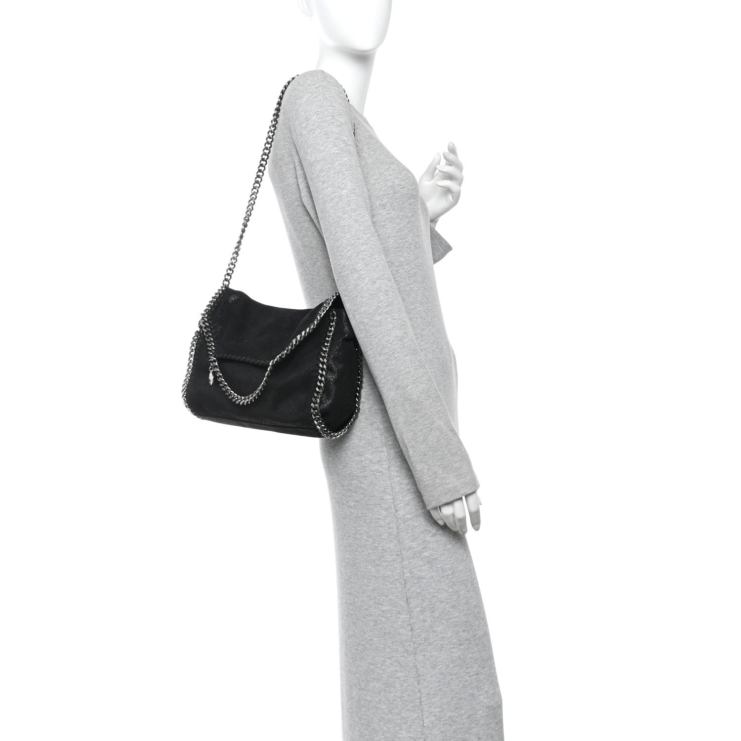 Shaggy Deer Mini Falabella Fold Over Tote Black
