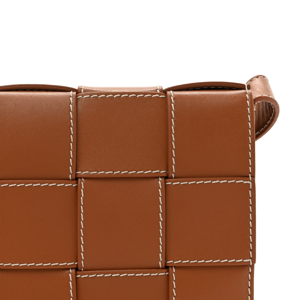 Lambskin Maxi Intrecciato Edge Stitch Cassette Crossbody Bag Wood