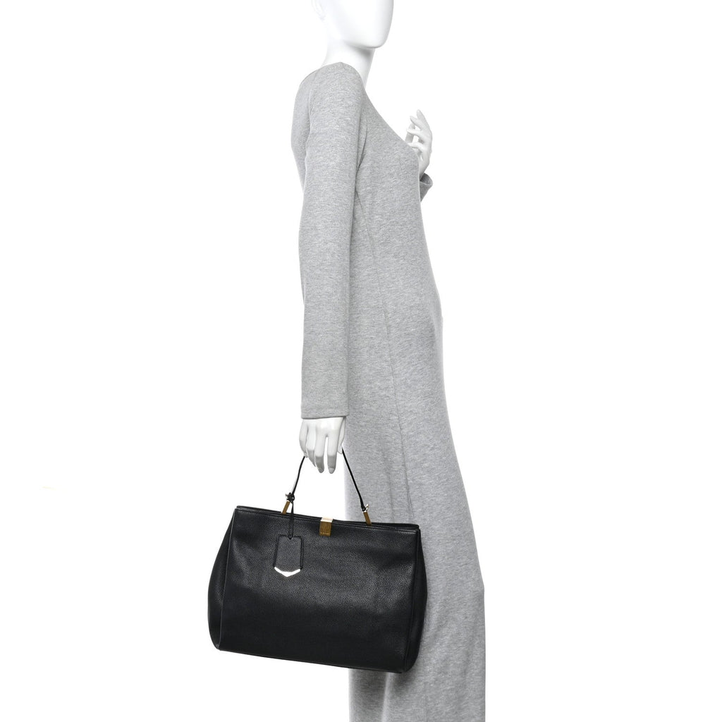 Calfskin Le Dix Soft Cabas M Shoulder Bag Black