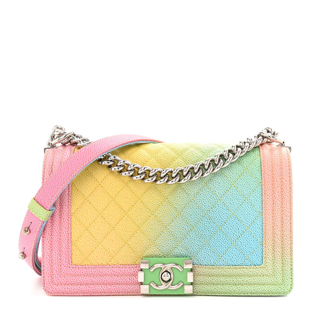 Caviar Quilted Medium Cuba Rainbow Boy Flap Multicolor