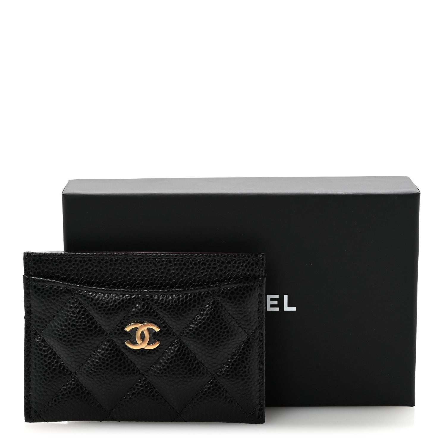 Caviar Quilted Card Holder Black