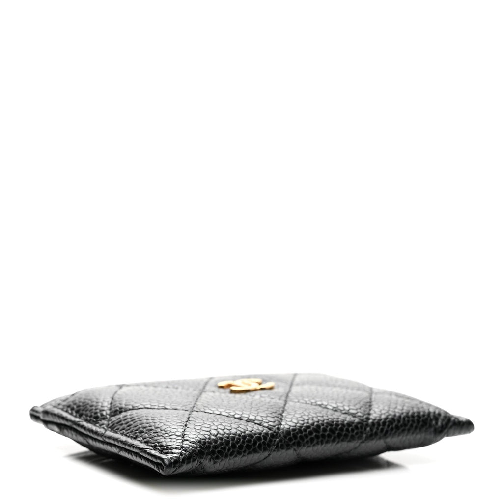 Caviar Quilted Card Holder Black