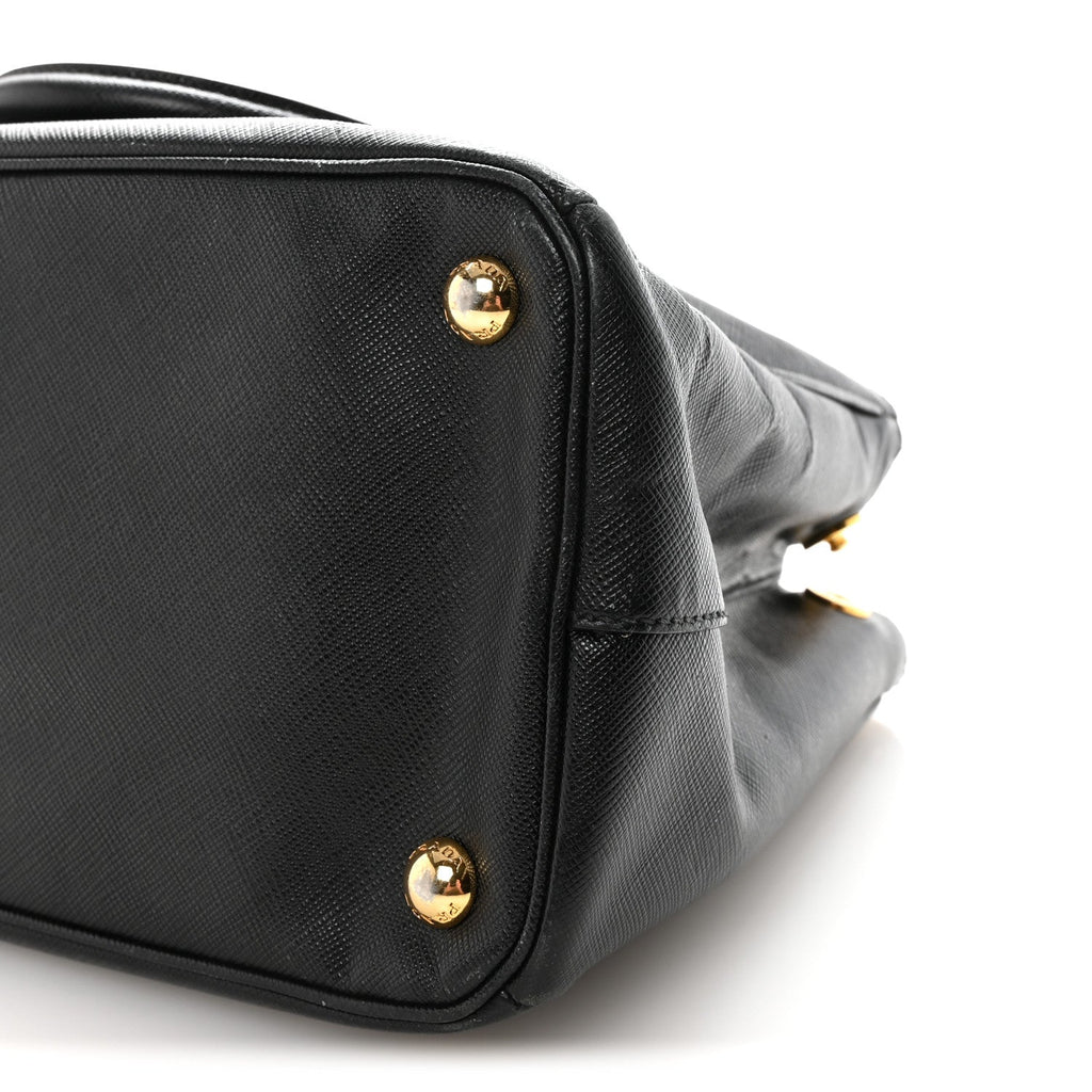 Saffiano Lux Small Galleria Double Zip Tote Black