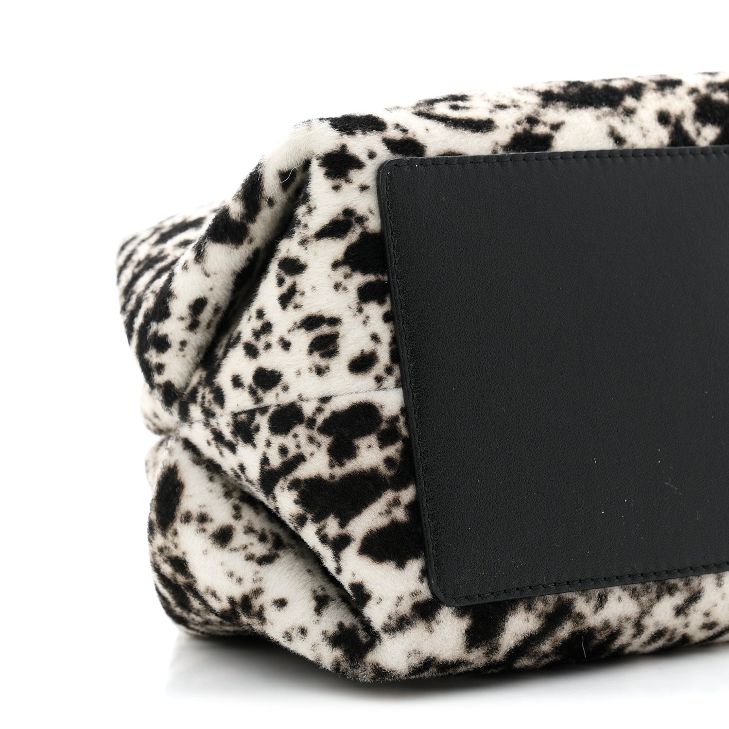 Lambskin Pony Hair Printed Clutch With Chain Black White Black White