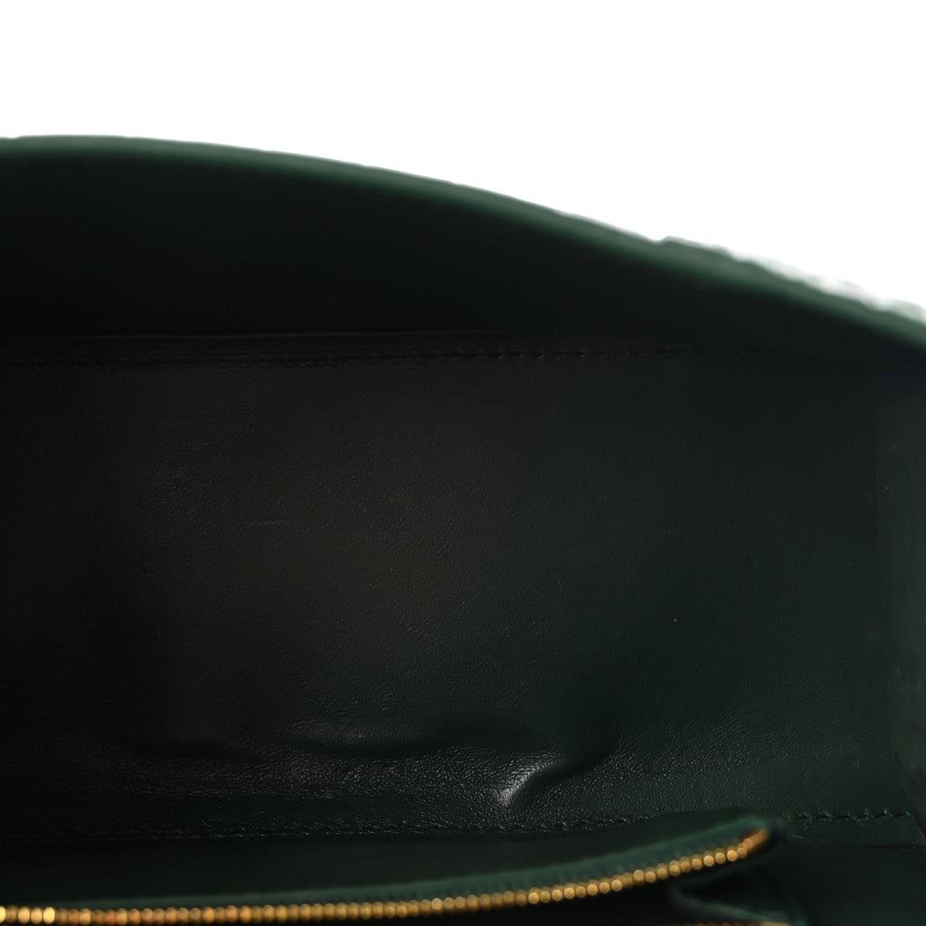 Shiny Calfskin Crocodile Embossed Small Hourglass Top Handle Bag Forest Green
