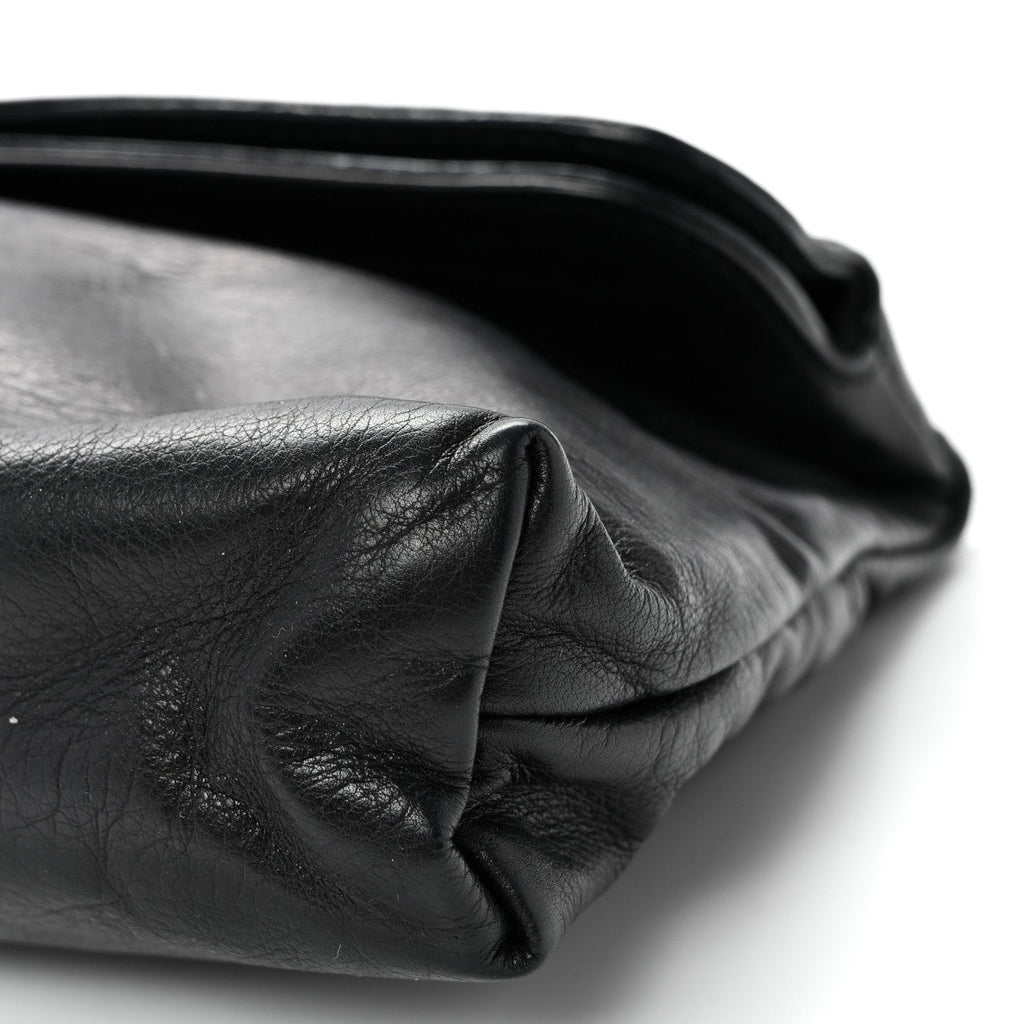Calfskin Bamboo Croisette Clutch Black