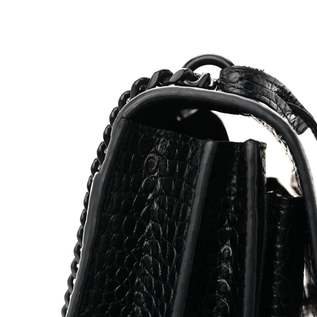 Calfskin Crocodile Embossed Medium Monochrome Monogram Sunset Black