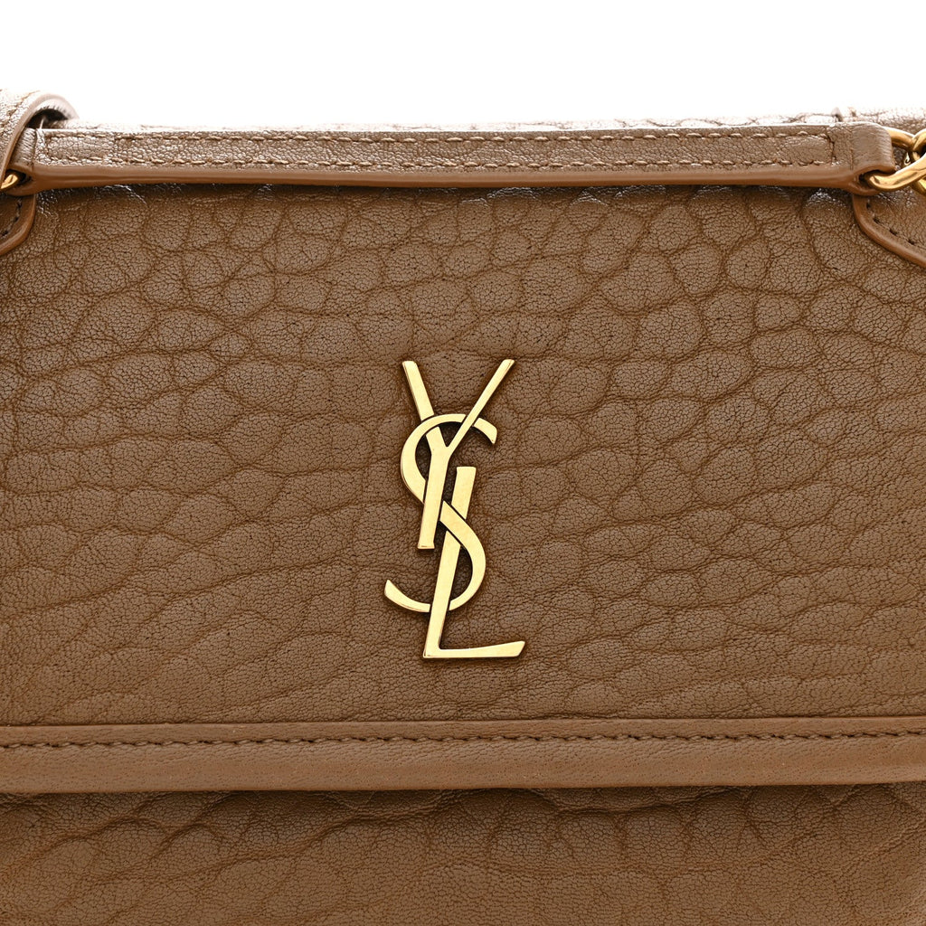 Grained Lambskin Monogram Mini Niki Chain Satchel Dark Cork
