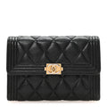 Caviar Quilted Medium Boy Flap Wallet Black