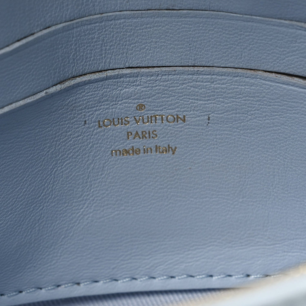 Calfskin Bubblegram Wallet On Strap Ice Blue
