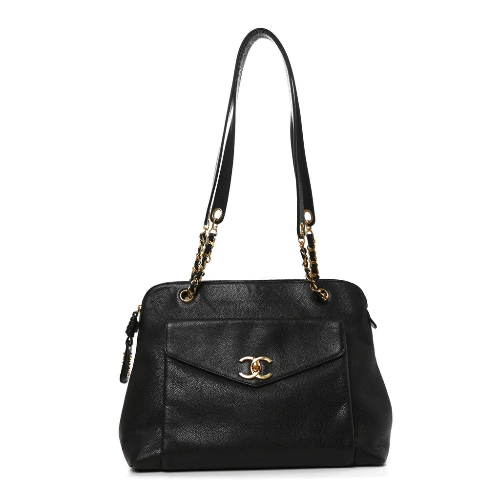 Caviar Flap Shoulder Bag Black