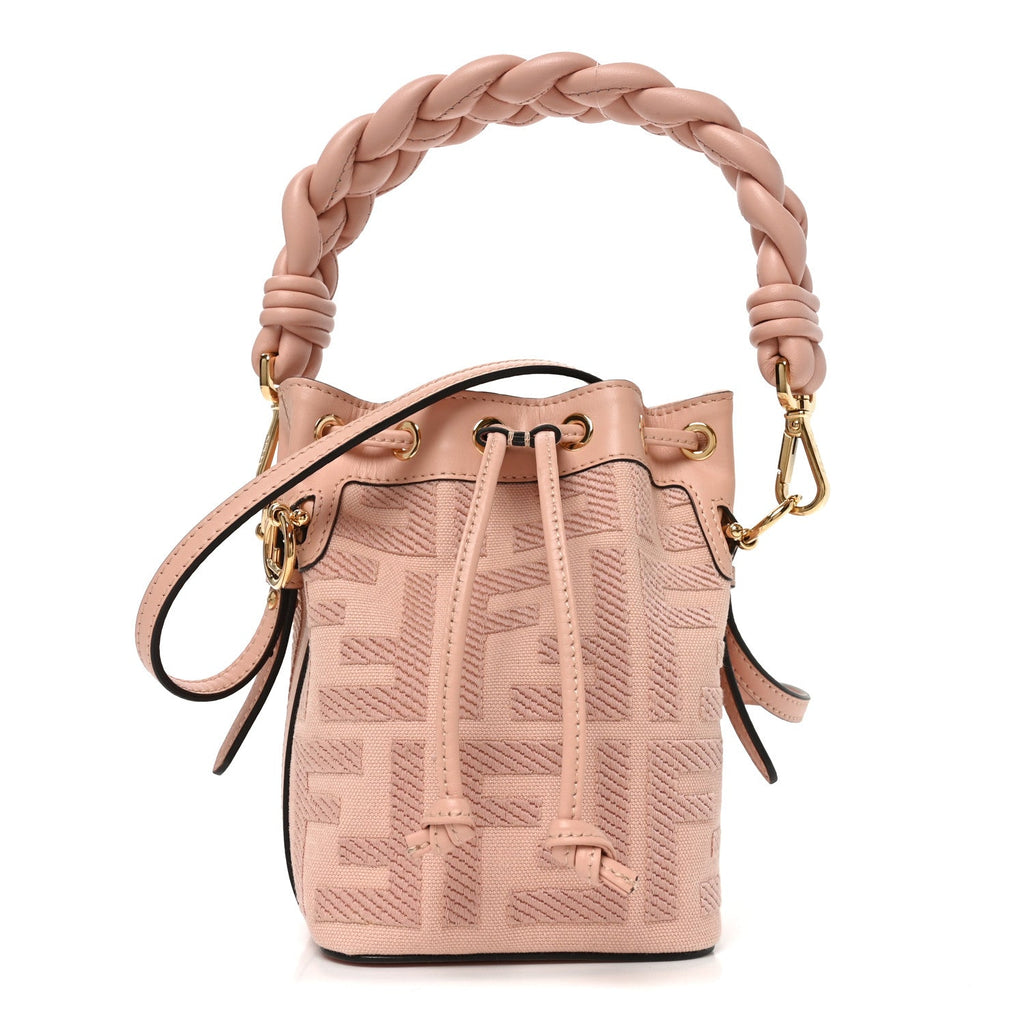 Canvas Nappa F is Fendi FF Embroidered Mini Mon Tresor Bucket Bag Baby Pink