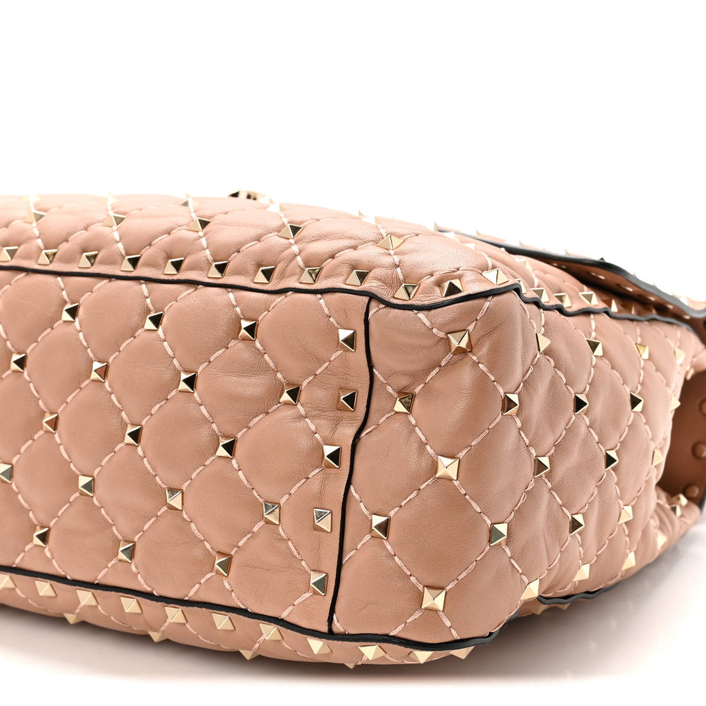 Nappa Large Rockstud Spike Shoulder Bag Poudre