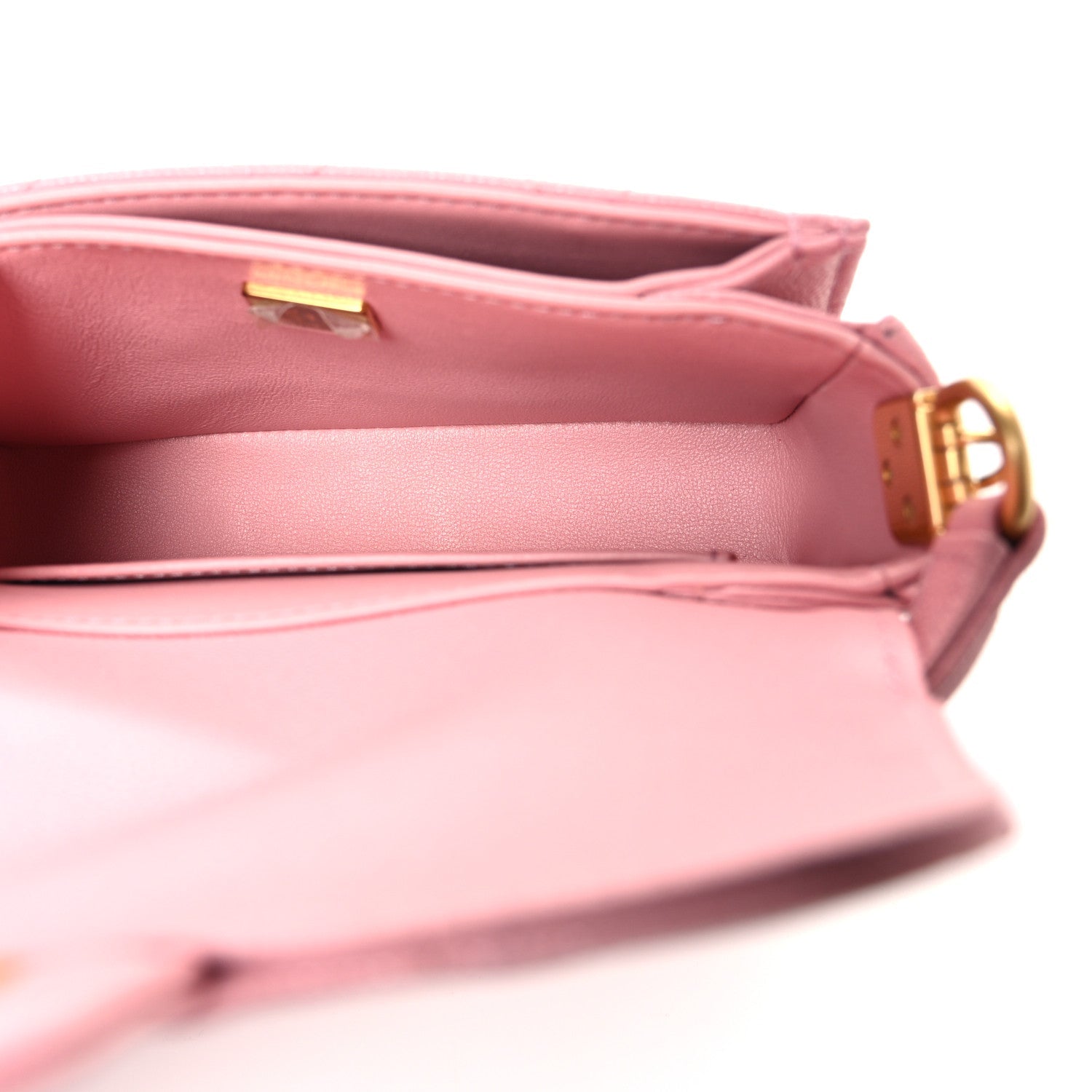 Shiny Caviar Quilted Mini Top Handle Flap Pink Pink