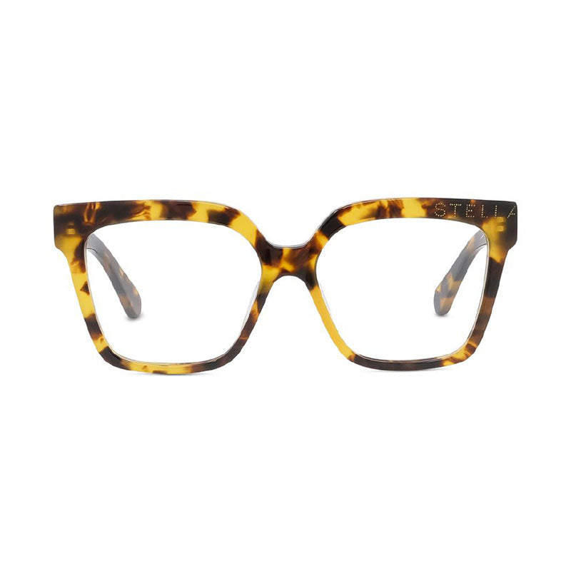 Stella McCartney Eyeglasses Square Full Rim, Shiny Havana Frame and Clear Demo Lenses Lens SC50025I053