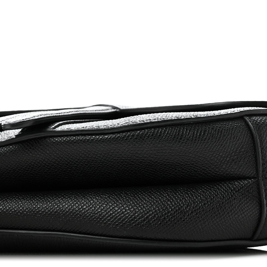 Grained Calfskin Saddle Bag Black