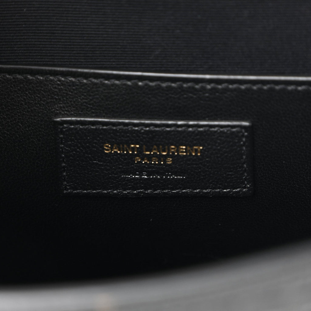 Shiny Calfskin Crocodile Embossed Manhattan Baguette Black