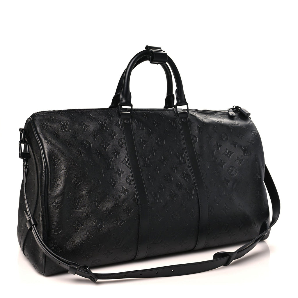 Calfskin Shadow Monogram Keepall Bandouliere 50 Black