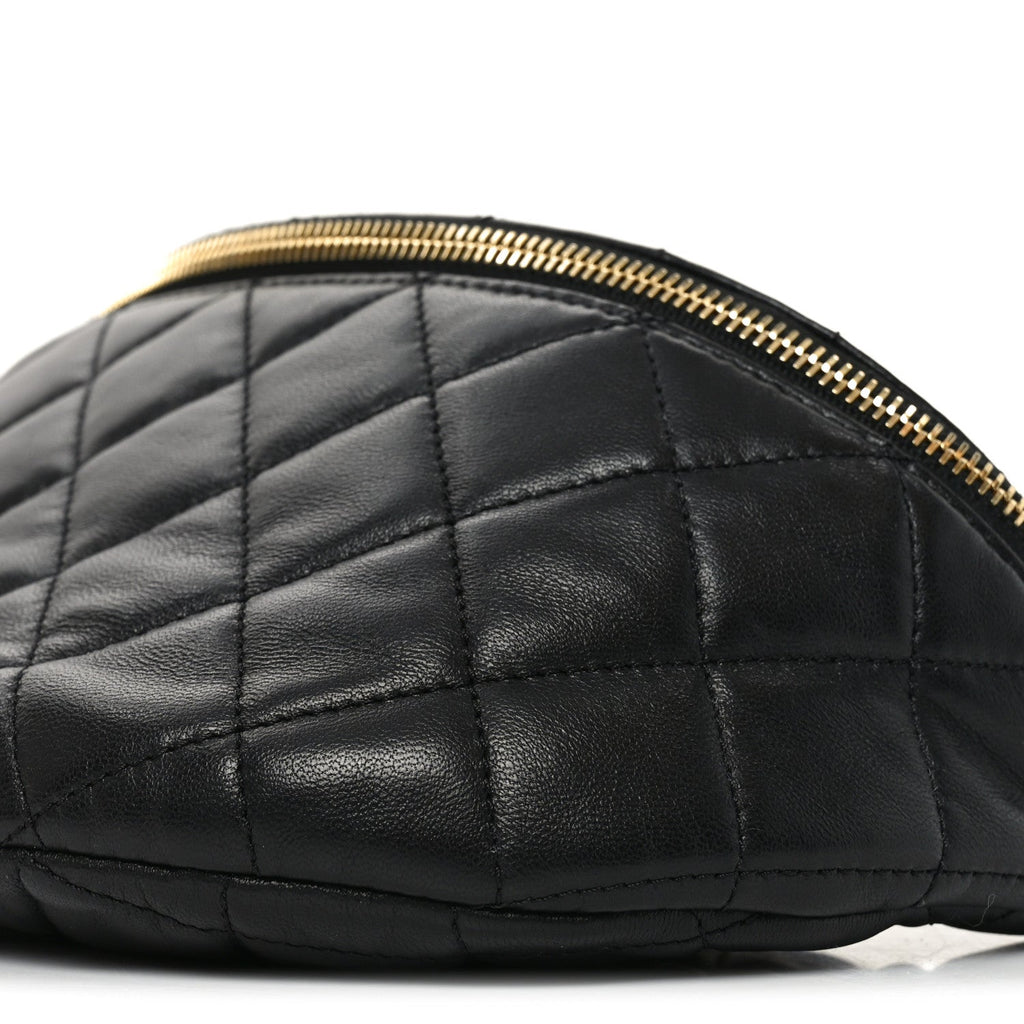 Lambskin Pearl Quilted CC Belt Bag Black