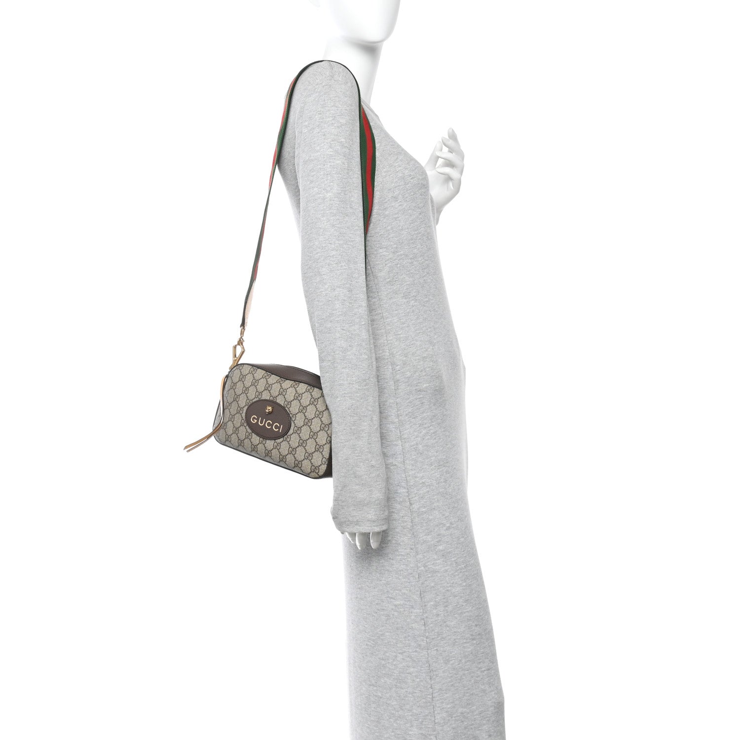 GG Supreme Monogram Web Neo Vintage Shoulder Bag Beige New Acero Crop
