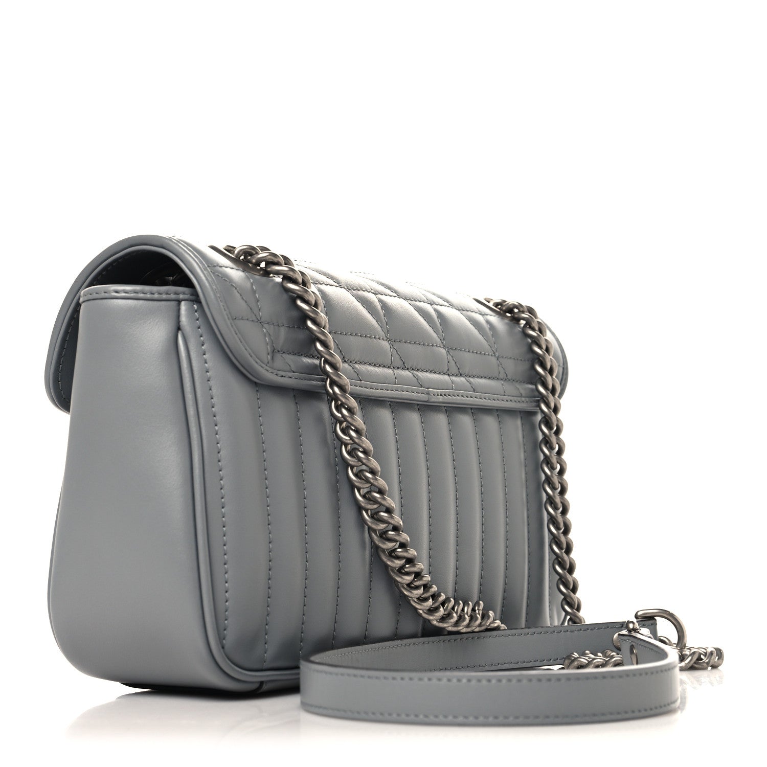 Calfskin Matelasse Aria Small GG Marmont Shoulder Bag Deep Grey
