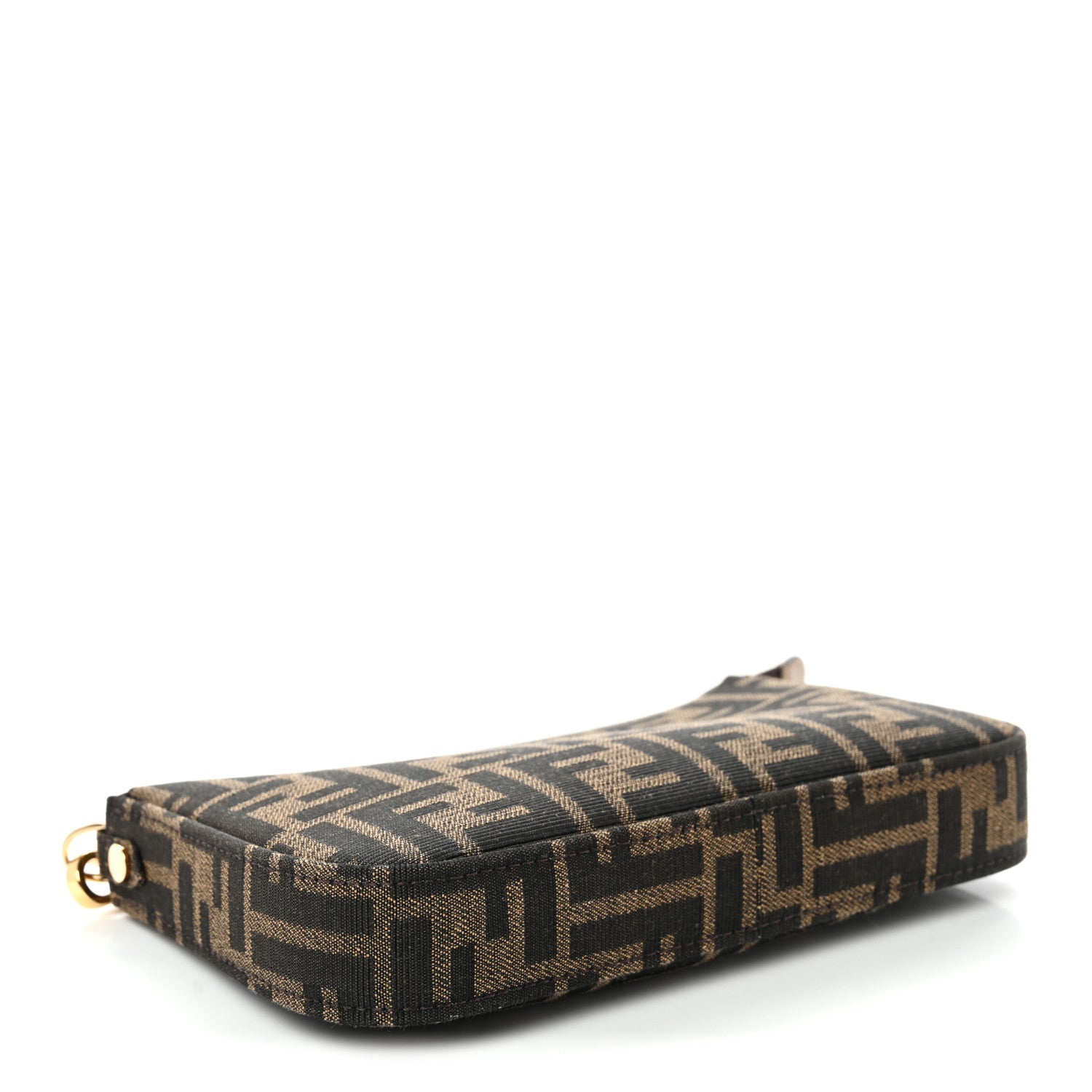 Fabric Jacquard Vitello Grace FF 1974 Baguette Pouch Tobacco Moro Sand