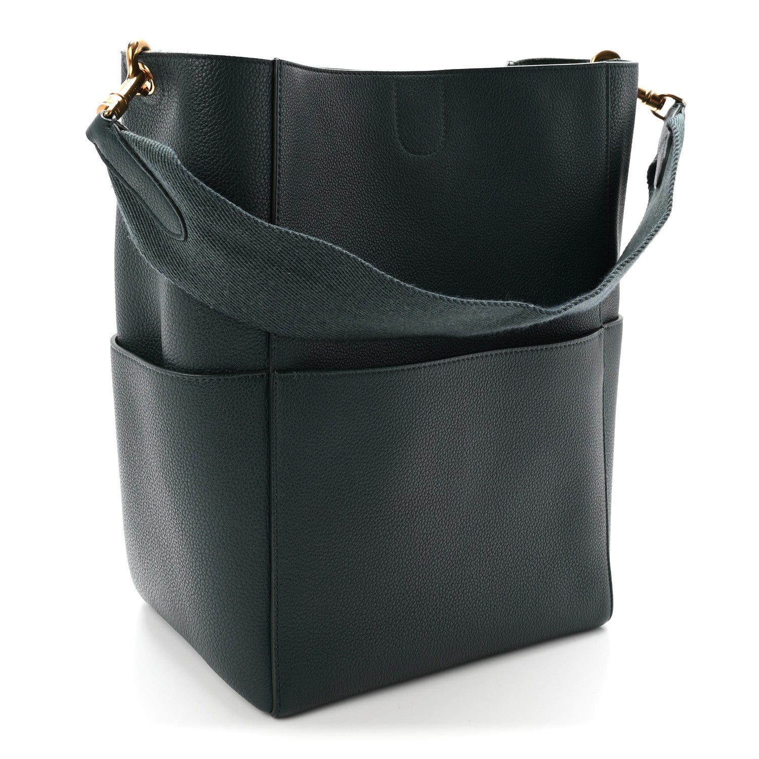 Soft Grained Calfskin Sangle Bucket Bag Amazone