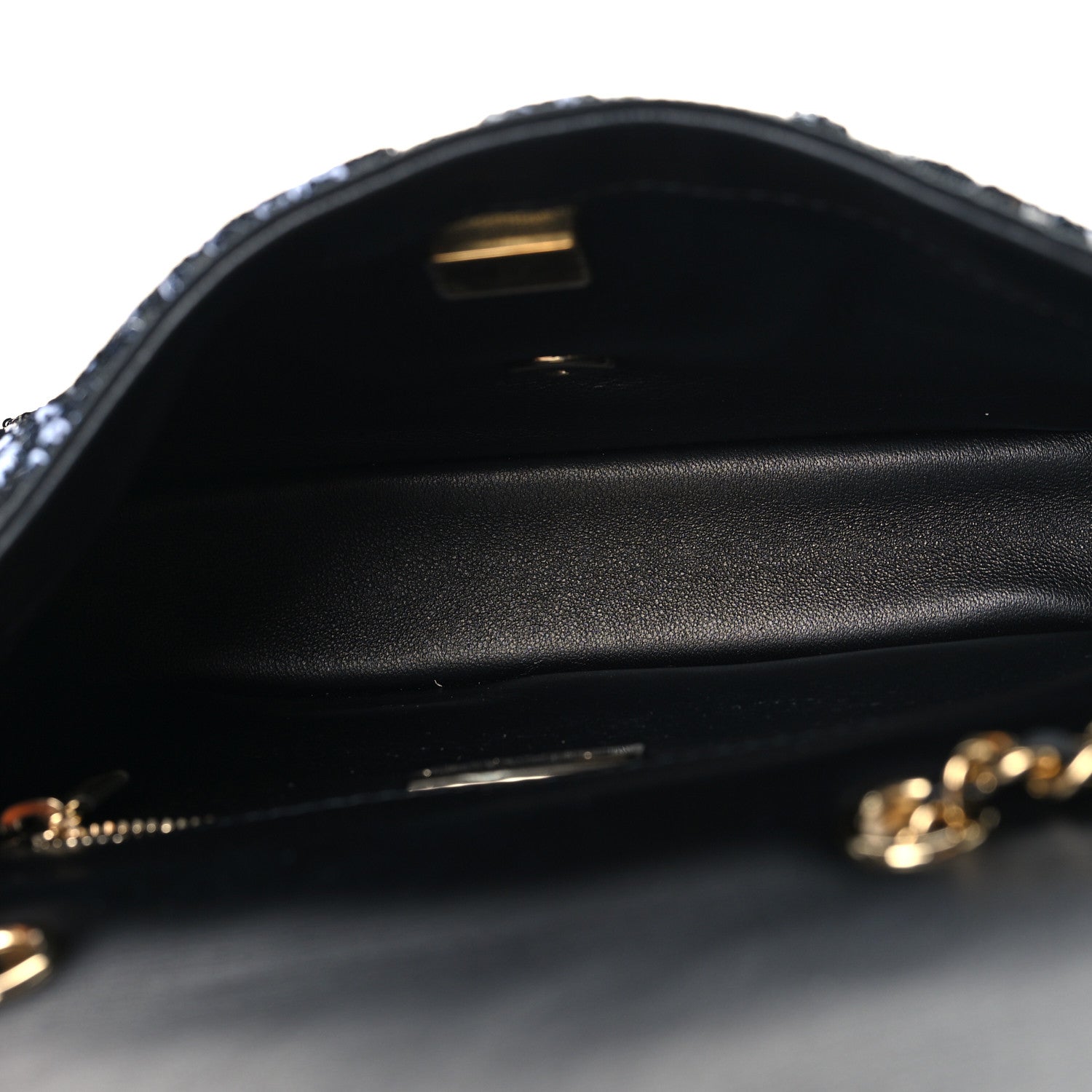 Sequin Quilted Small Single Flap Black