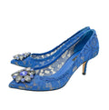 Dolce & Gabbana Blue Bellucci Crystal Lace Pumps 36.5