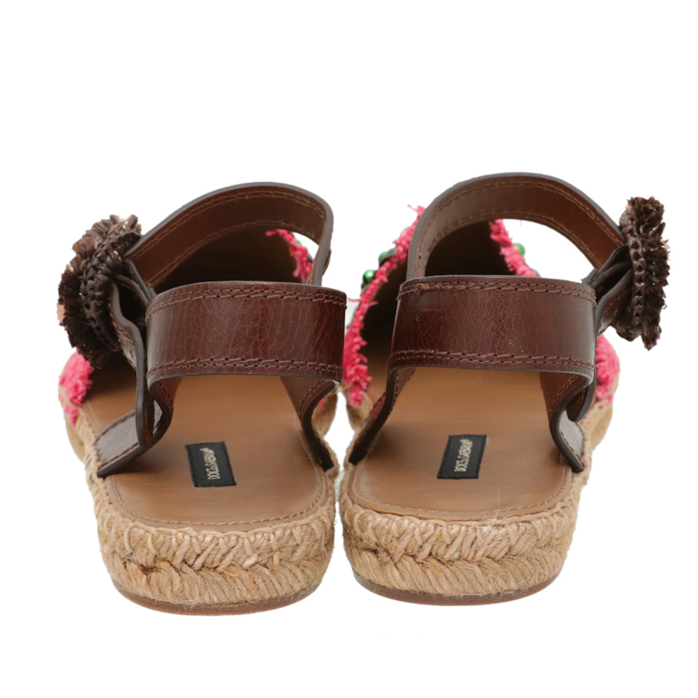 Dolce & Gabbana Bicolor Pineapple Kiwi Patch Ankle Strap 40