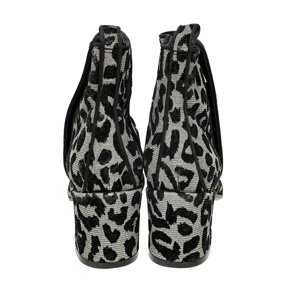 Dolce & Gabbana Bicolor Valley Leopard Velvet Lurex Ankle Boots 38.5