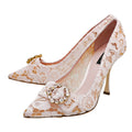 Dolce & Gabbana Light Pink Lace Crystal Buckle Pumps 39