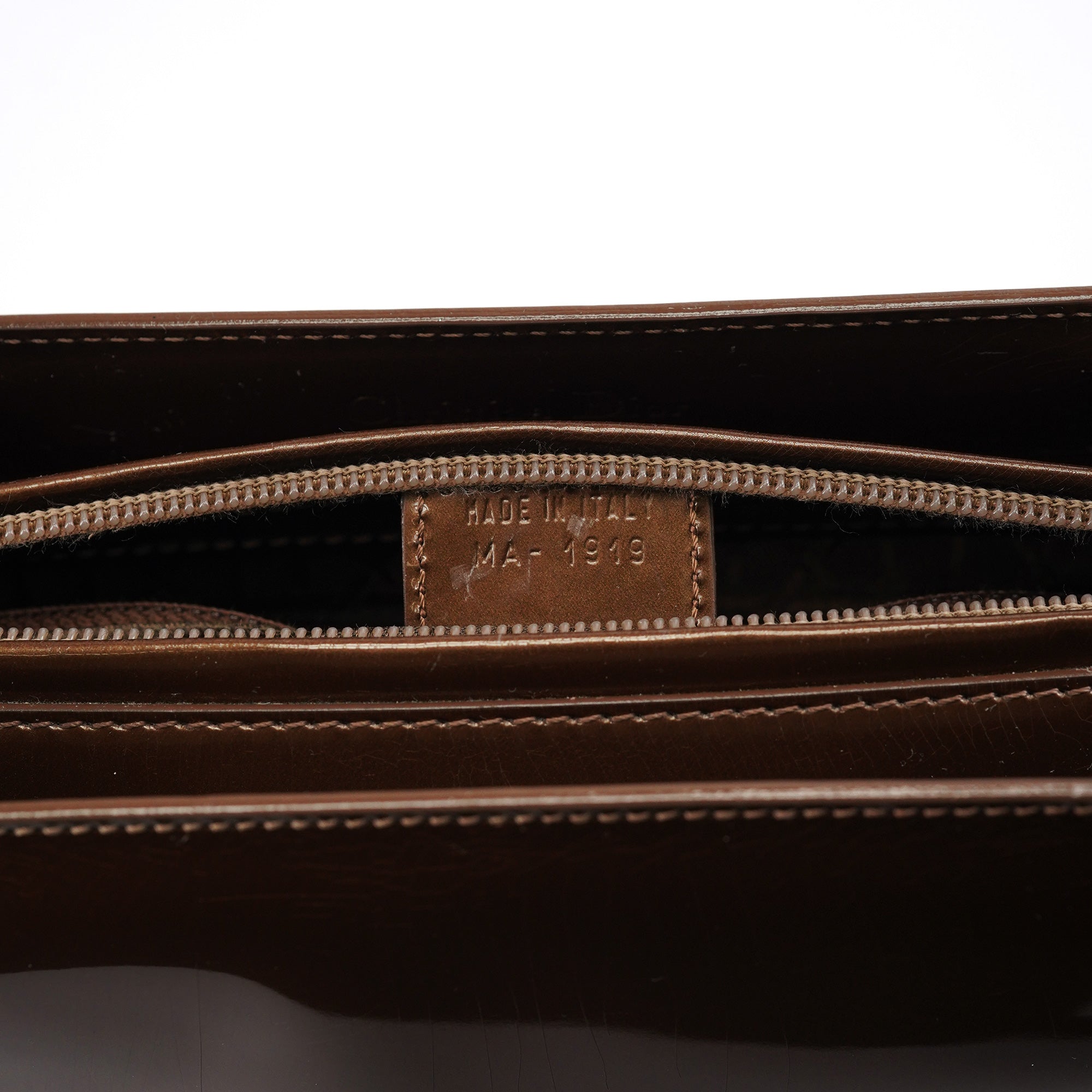 Brown Patent Leather Lady Dior Tote Bag