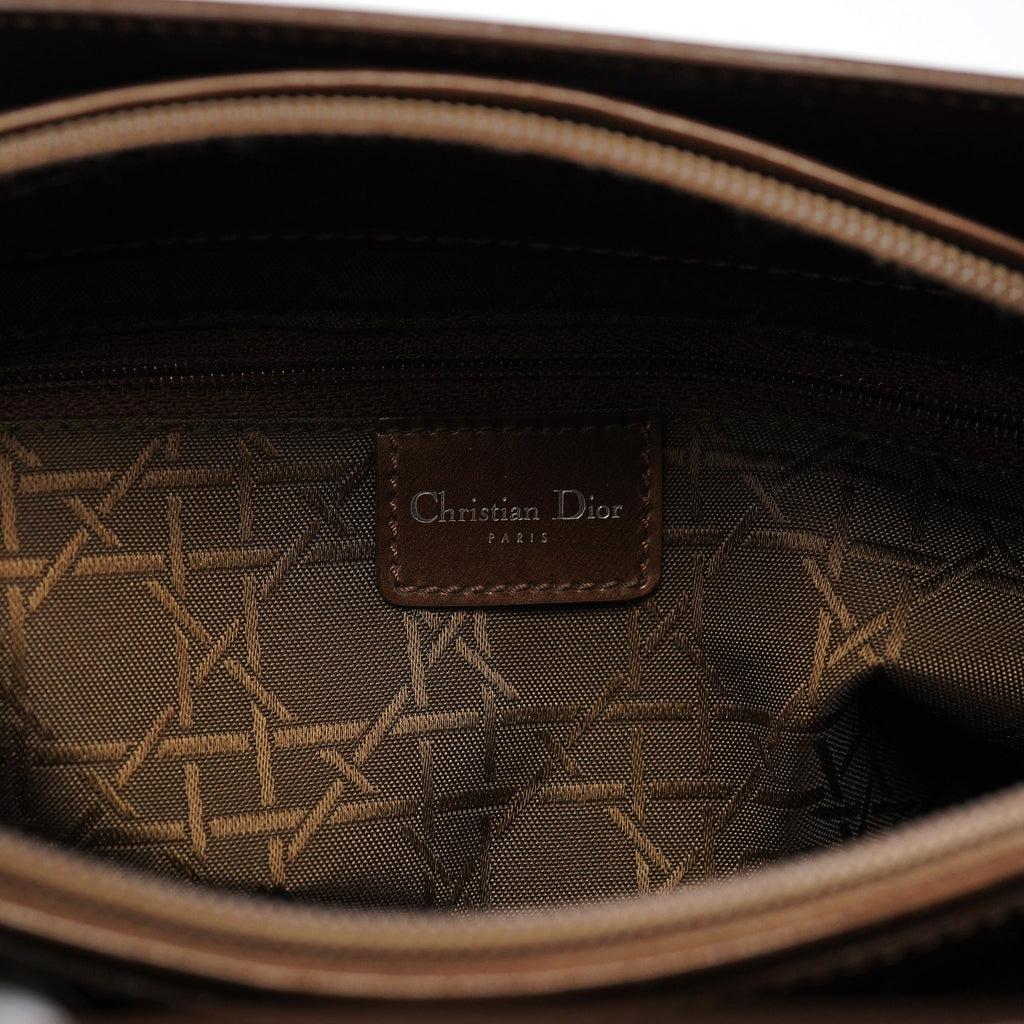 Brown Patent Leather Lady Dior Tote Bag
