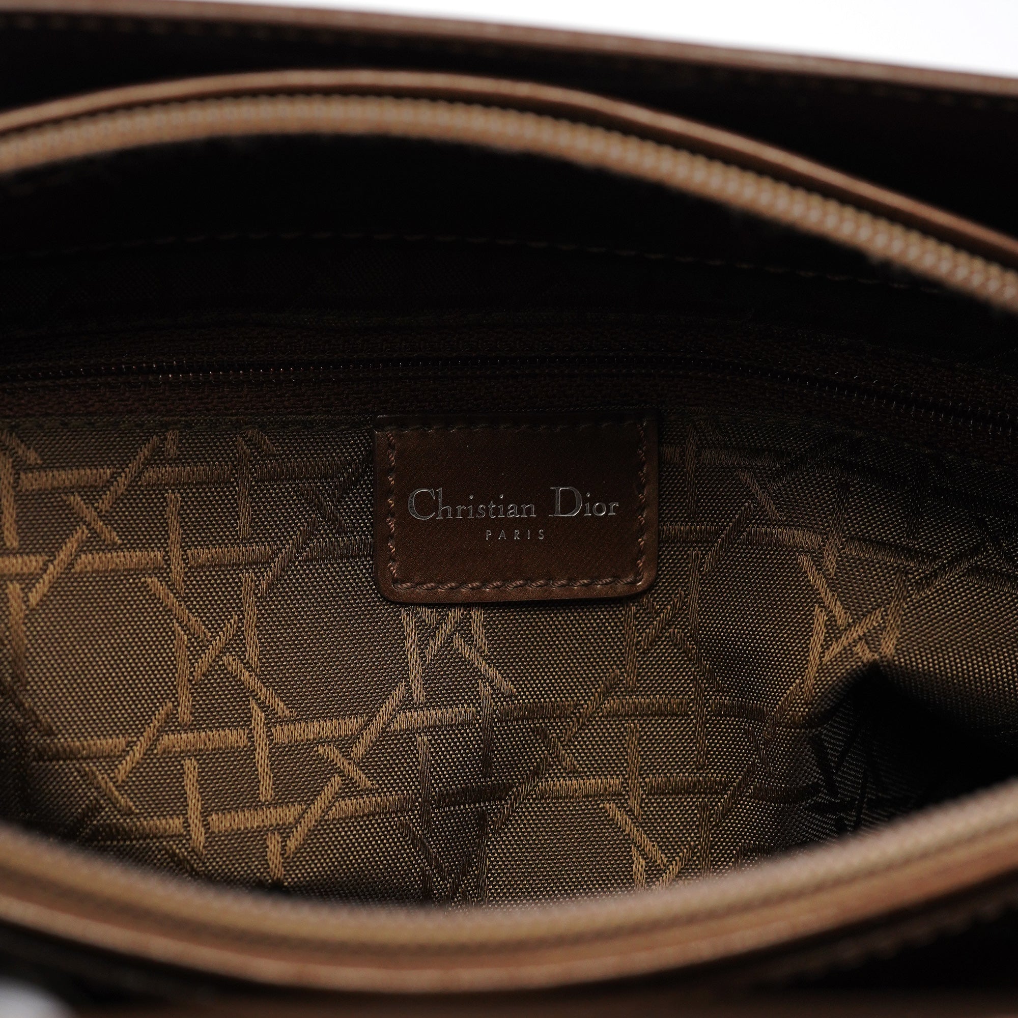 Brown Patent Leather Lady Dior Tote Bag