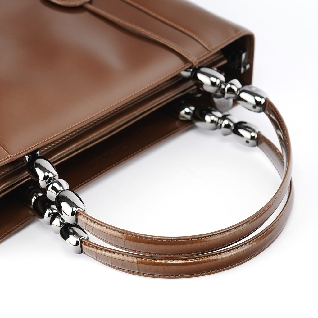 Brown Patent Leather Lady Dior Tote Bag