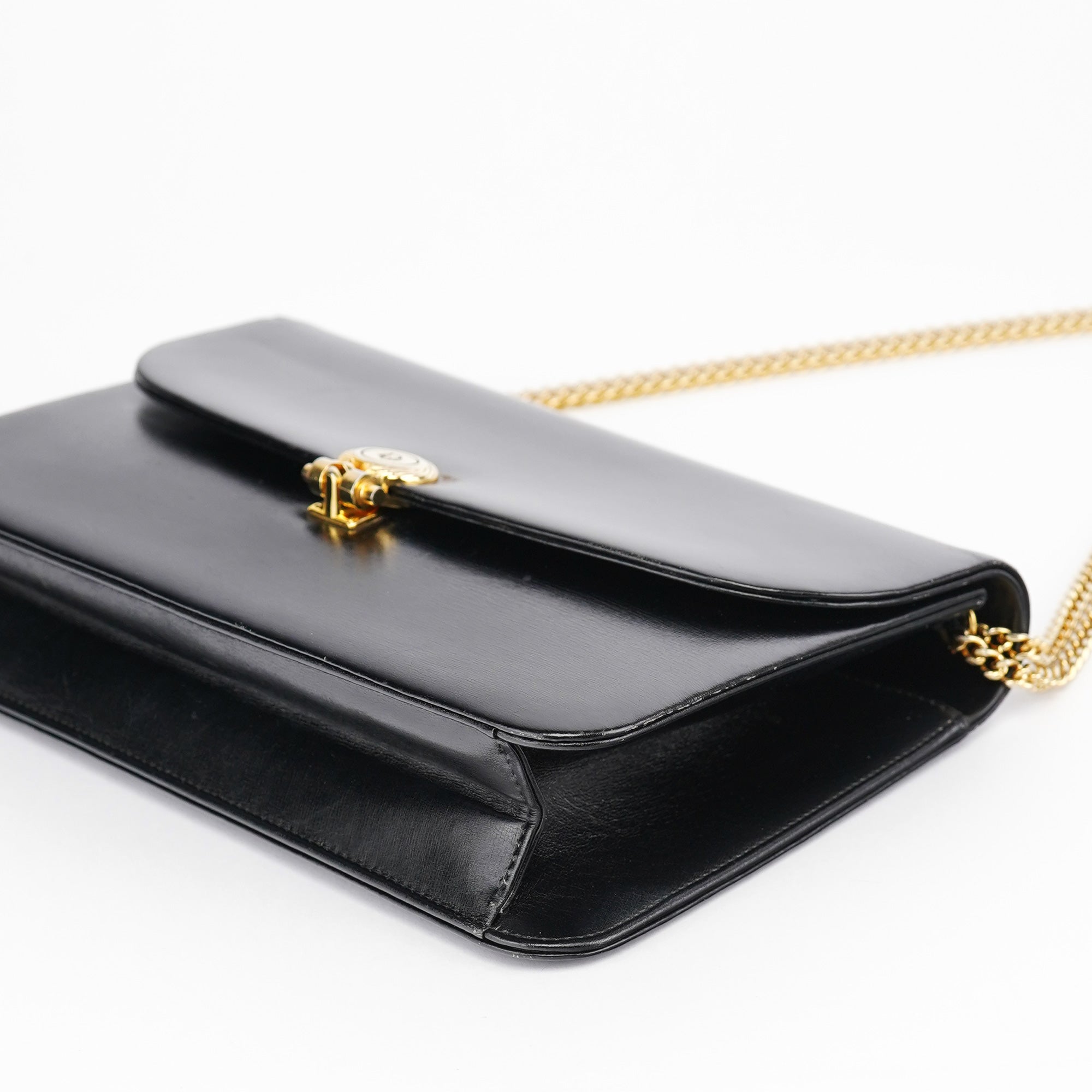 Vintage Black Calfskin Chain Shoulder Bag