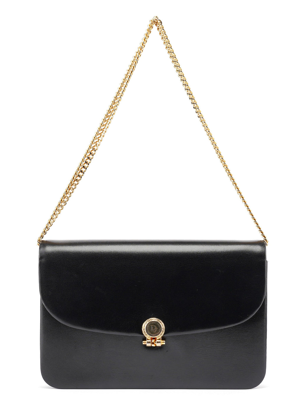 Vintage Black Calfskin Chain Shoulder Bag