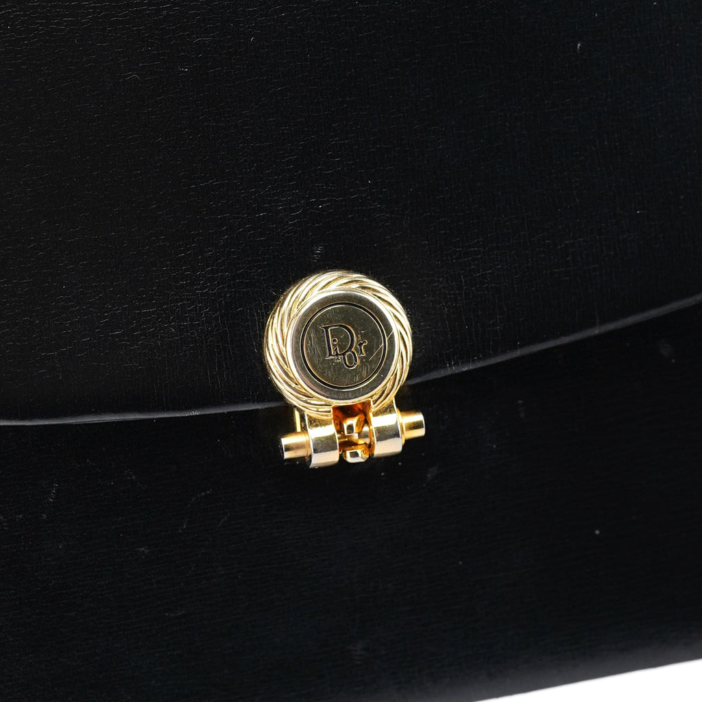 Vintage Black Calfskin Chain Shoulder Bag