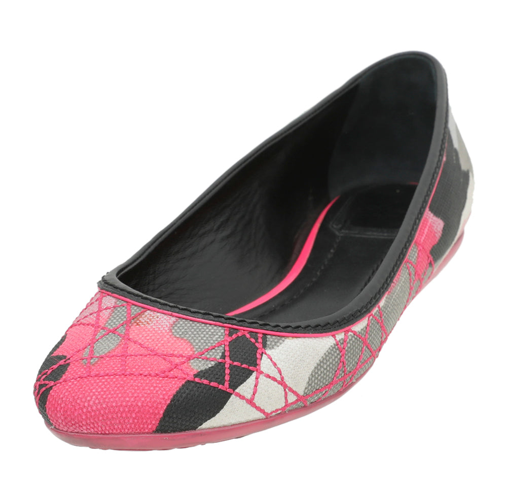 Christian Dior Hot Pink Multicolor Anselm Reyle Camouflage Ballet Flats 37