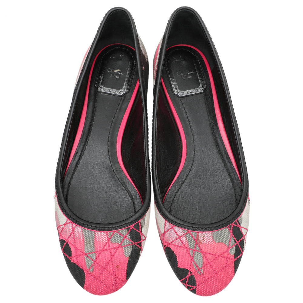 Christian Dior Hot Pink Multicolor Anselm Reyle Camouflage Ballet Flats 37