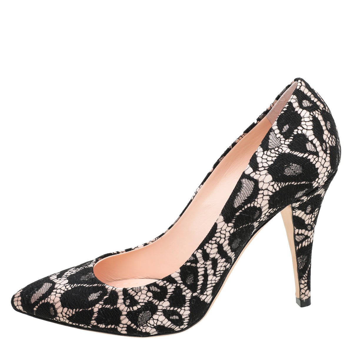 Christian Dior Bicolor Satin Lace Pointy Pumps 38