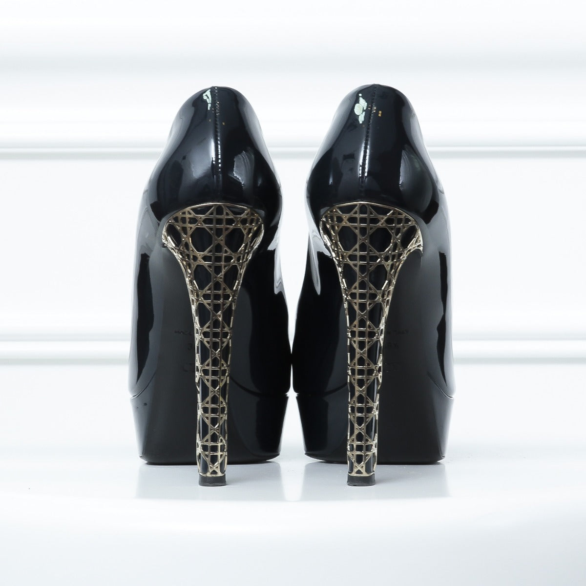 Christian Dior Dark Blue Cannage Peeptoe Heels 38 1-2