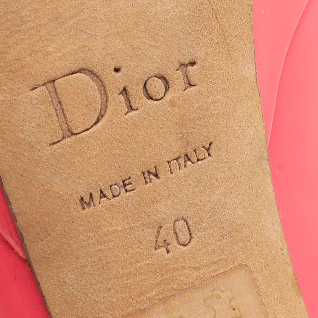 Christian Dior Coral Metal Cannage Peep Toe Platform Pump 40