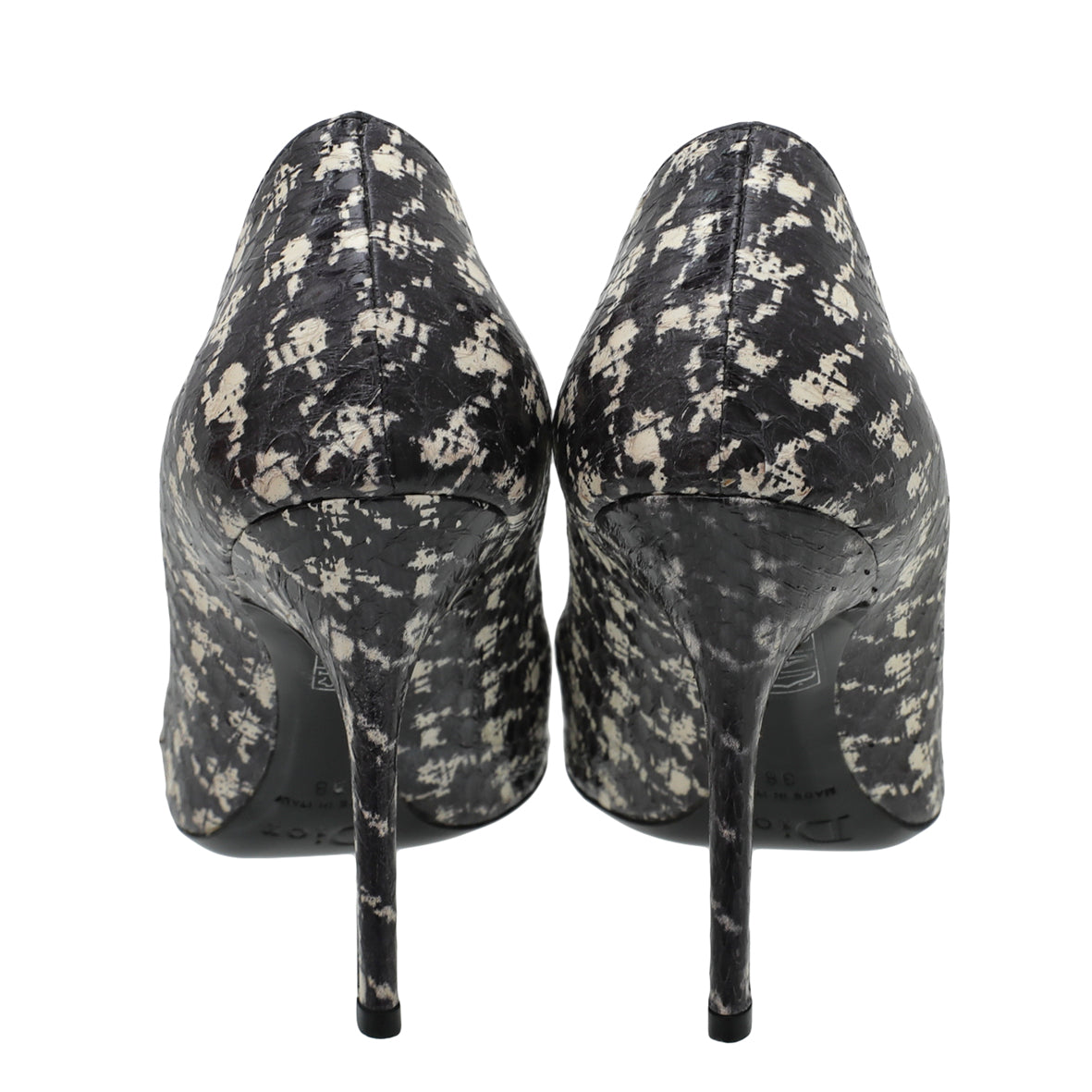 Christian Dior Bicolor Python Painted Cherie Pointed Pumps 38