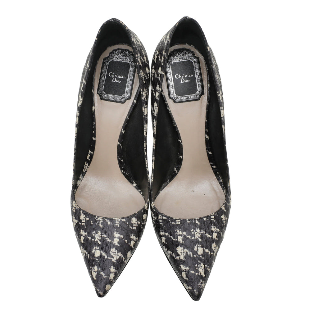 Christian Dior Bicolor Python Painted Cherie Pointed Pumps 38