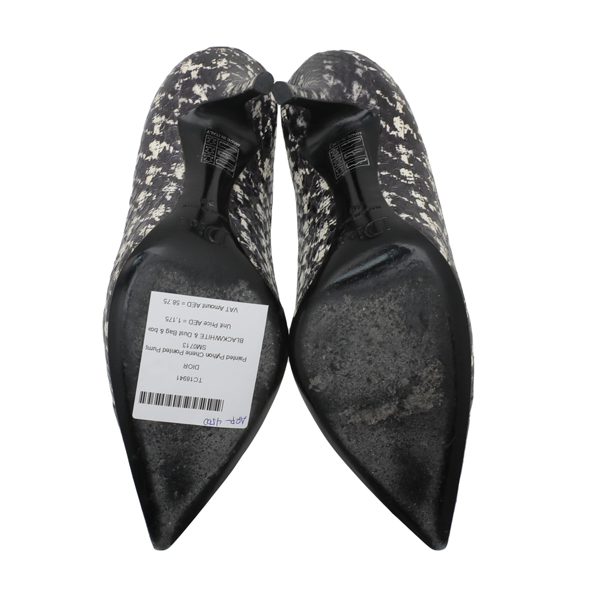 Christian Dior Bicolor Python Painted Cherie Pointed Pumps 38