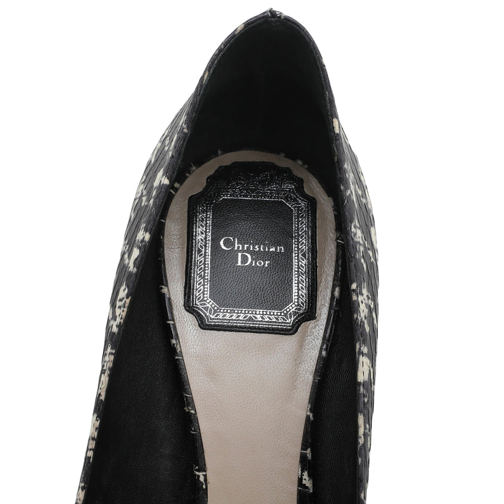 Christian Dior Bicolor Python Painted Cherie Pointed Pumps 38