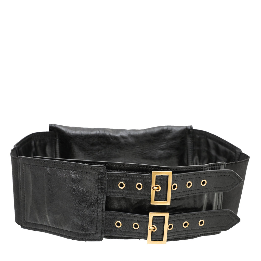 Christian Dior Black Saddle Crinkled Wrapped Belt Medium Bag