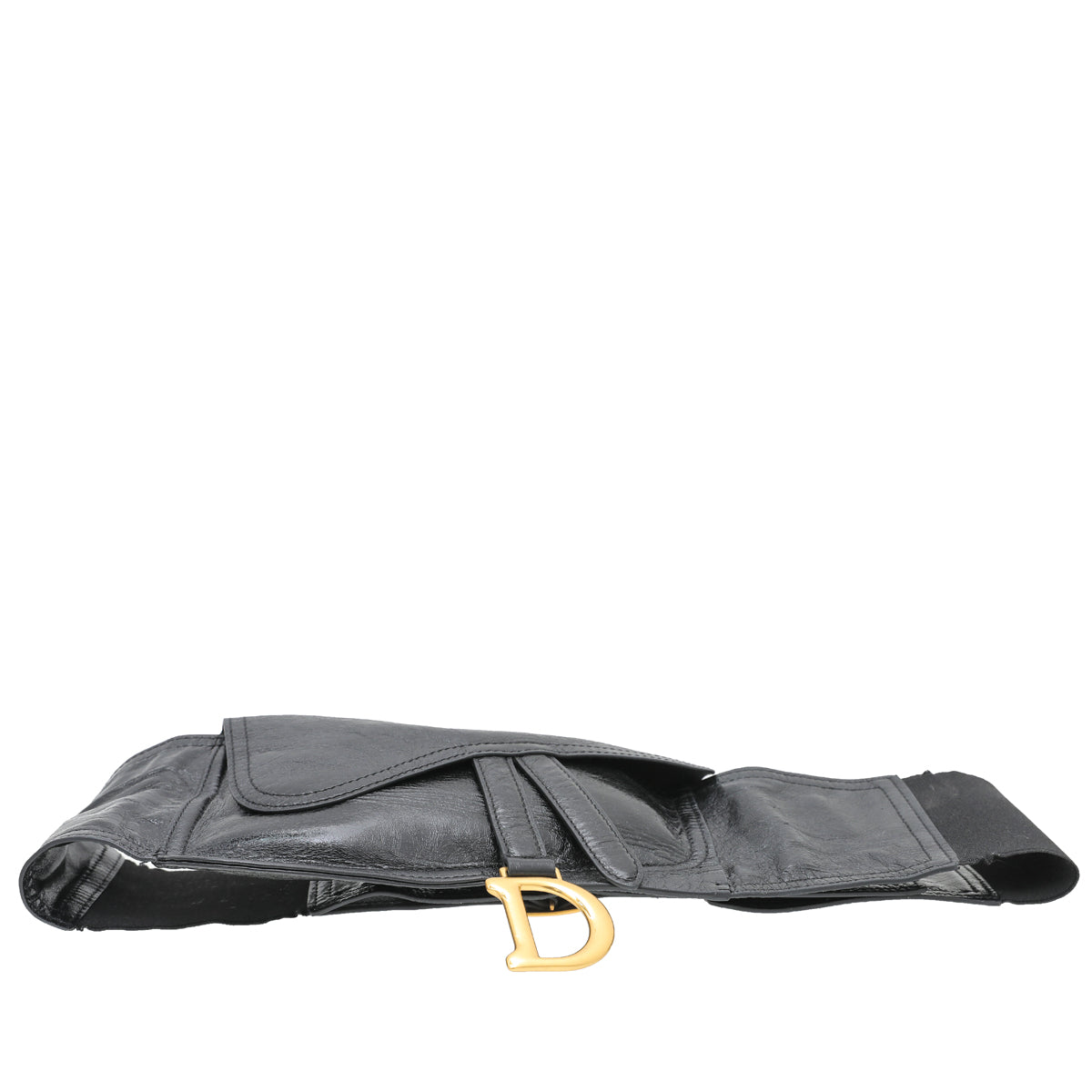 Christian Dior Black Saddle Crinkled Wrapped Belt Medium Bag